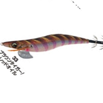 Isca de pesca artificial castanha e vermelha com anzóis múltiplos