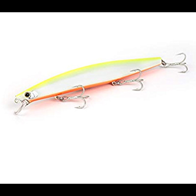 Isca de pesca amarela e branca com anzóis