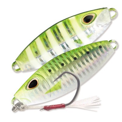 Iscos artificiais de pesca em forma de peixe com padrão verde e branco