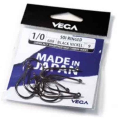 Embalagem de anzóis de pesca VEGA preta e azul