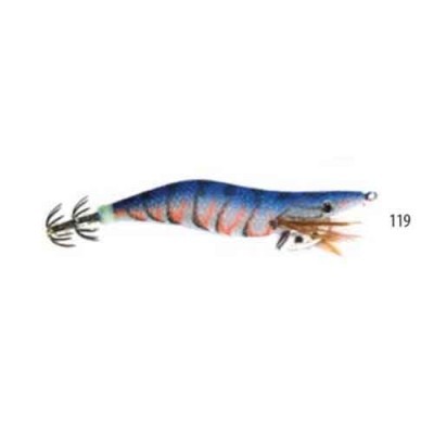 Isco artificial para pesca em forma de lula azul e laranja com anzóis duplos