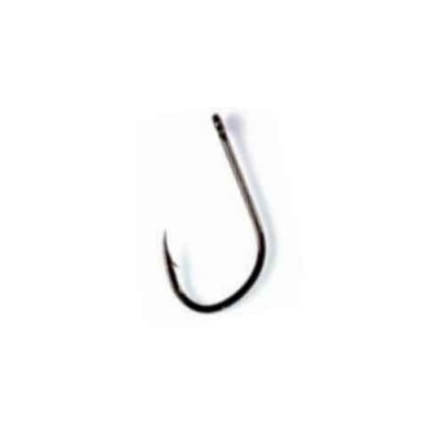 Anzol de pesca metálico escuro com ponta afiada