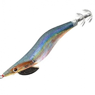 Isca artificial em forma de lula iridescente com anzóis múltiplos