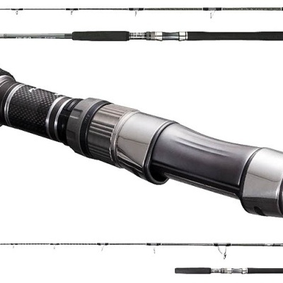 Varas de pesca com cabo em espuma preta e encaixe metálico cinza