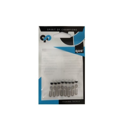 Anzóis de pesca pequenos em embalagem de cartão e plástico, cores preto, branco e azul