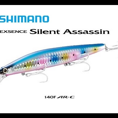 Isca artificial de pesca SHIMANO EXSENCE Silent Assassin azul e roxo com anzóis