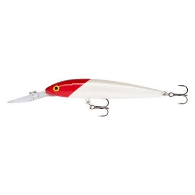 Isca de pesca jerkbait vermelho e branco com anzóis tripos