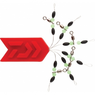 conjunto de rolamentos de pesca com suporte vermelho e elementos pretos e verdes