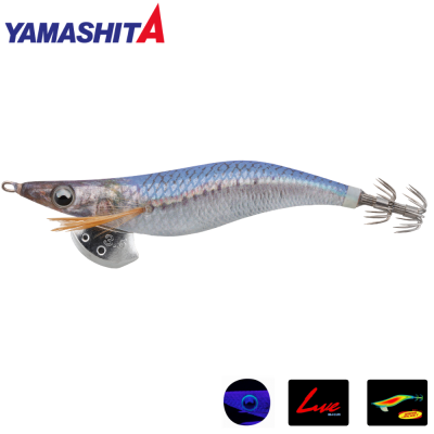 Isca de pesca YAMASHITA azul e cinza em formato de lula com anzóis duplos