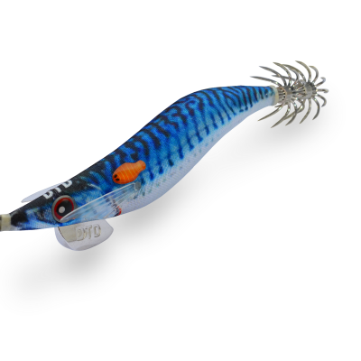 Isca de pesca azul em forma de lula com gancho prateado