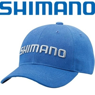 Boné azul com texto SHIMANO bordado branco