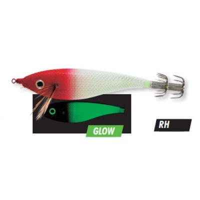 Isca de pesca artificial tipo lula com ganchos duplos metálicos e efeito GLOW