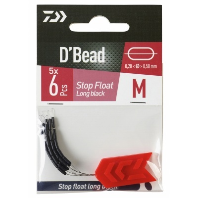 Pacote de D'Bead stop floats pretos da marca Daiwa em tamanho M