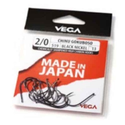 Embalagem de anzóis VEGA Chinu Gokuboso 2/0 com texto MADE IN JAPAN