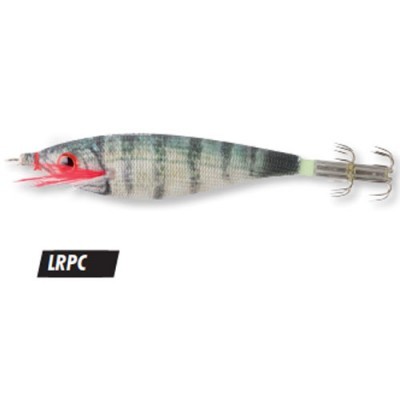 Isca de pesca em forma de camarão com olhos vermelhos e anzóis duplos