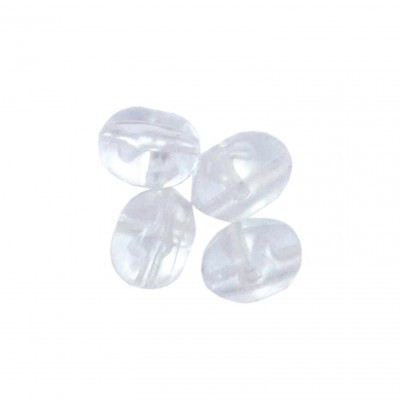 Quatro contas transparentes ovais em fundo branco