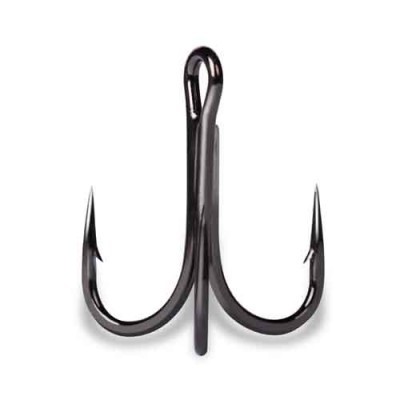 Anzol triplo metálico preto com três pontas afiadas