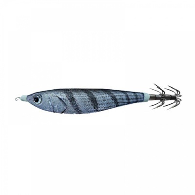 Isca de pesca em forma de peixe cinzento com anzóis