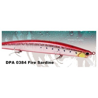 Isca de pesca Fire Sardine DPA 0384 vermelha com pontos pretos e ganchos prateados