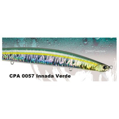 Isca de pesca CPA 0057 Innada Verde detalhada com cores verdes e prateadas