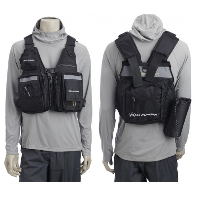 Colete de pesca preto KALI KUNNAN com bolsos e porta-vara