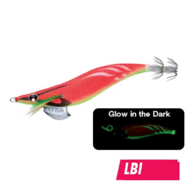 Isca de pesca artificial tipo lula com detalhes brilhantes e etiqueta LBI