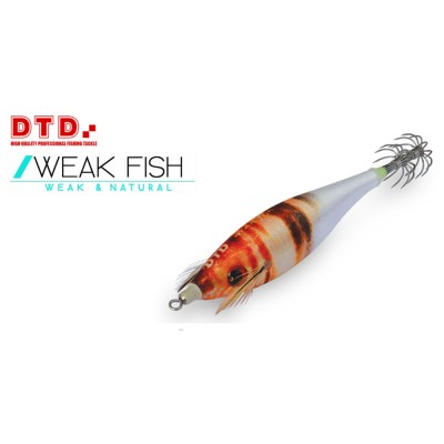 Isca artificial DTD Weak Fish com padrão de peixe e anzóis na extremidade traseira