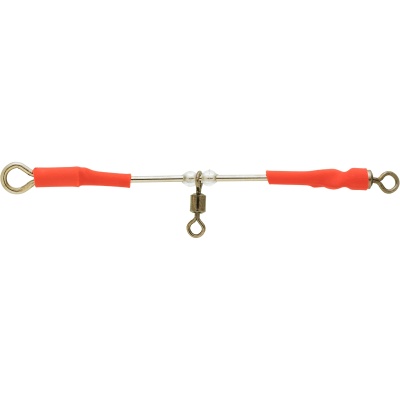 Ferramenta metálica com borracha vermelha e três argolas