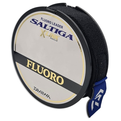 Rolo preto para linha de pesca SALTIGA FLUORO LEADER da DAWA com faixa azul