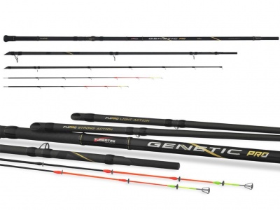 Conjunto de canas de pesca GENETIC PRO Tubertini preto com detalhes coloridos