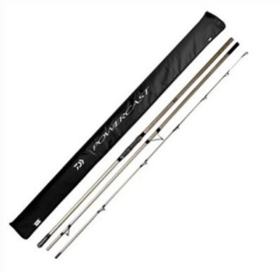 Cana de pesca em três partes com capa preta com texto