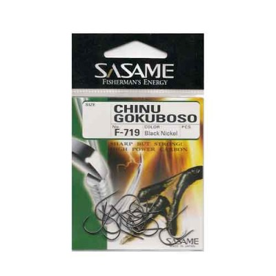Embalagem de anzóis de pesca SASAME CHINU GOKUBOSO F-719 cor Black Nickel.