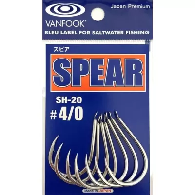 Pack de anzóis de pesca Vanfook SPEAR SH-20 tamanho 4/0 em embalagem azul