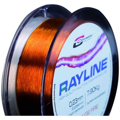 Rolo de linha de pesca CINNETIC RAYLINE laranja com etiqueta branca