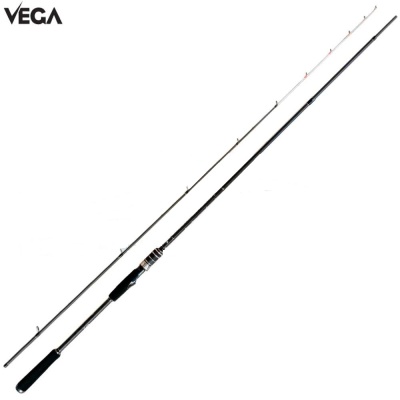 Vara de pescar Vega preta com cabo de espuma e anéis guia