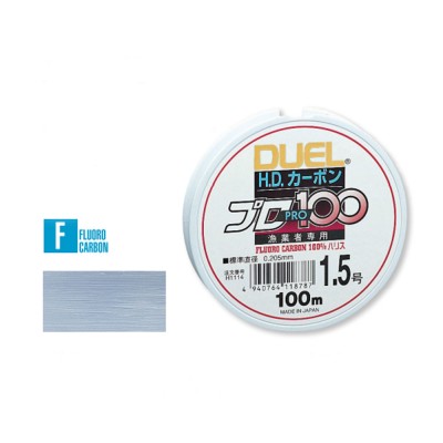 Linha de pesca fluoro carbon DUEL 100m 1,5 com amostra da linha cinzento clara