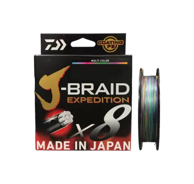 Embalagem de linha de pesca J-Braid Expedition feita no Japão com bobina multicolorida