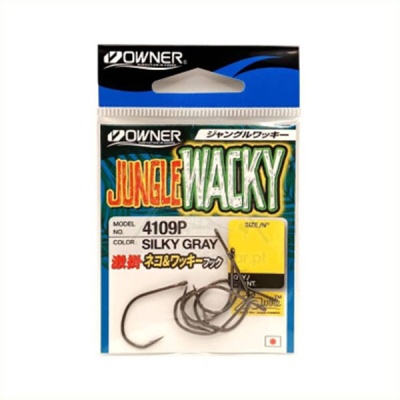 Pacote de anzóis de pesca OWNER modelo 4109P cor SILKY GRAY com etiquetas em inglês e japonês