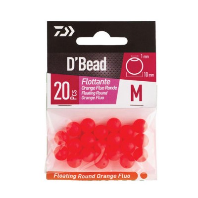 Embalagem com 20 contas flutuantes redondas laranja fluorescente D'Bead