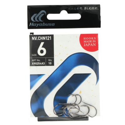 Pacote de anzóis Hayabusa tamanho 6 com anzóis metálicos prateados