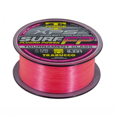 Rolo de linha de pesca rosa fluorescente Force XP5 Surf FP da Trabucco