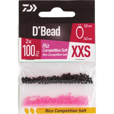 Pacote D'Bead com contas de pesca pretas e cor de rosa XXS Riz Competition Soft.