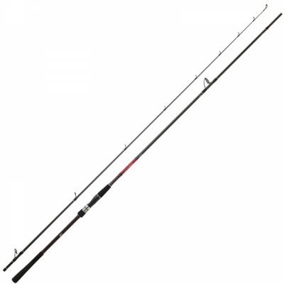 Duas canas de pesca pretas com detalhes em metal e espuma