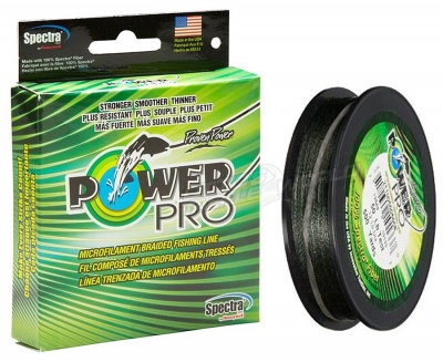 Linha de pesca Power Pro em embalagem verde e carretel negro