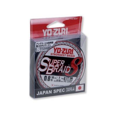 fio de pesca Yo-Zuri Super Braid 8 em embalagem vermelha e transparente