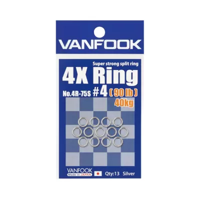 Anzol de pesca anilha partida VANFOOK 4X Ring nº4 90 lb