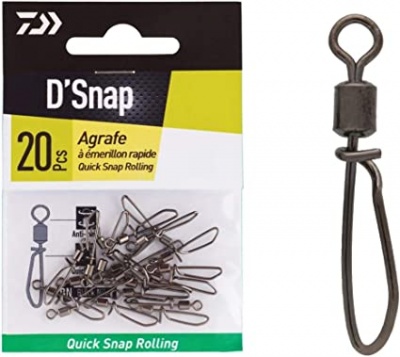 Pacote com 20 agrafes metálicos D'Snap Quick Snap Rolling para pesca