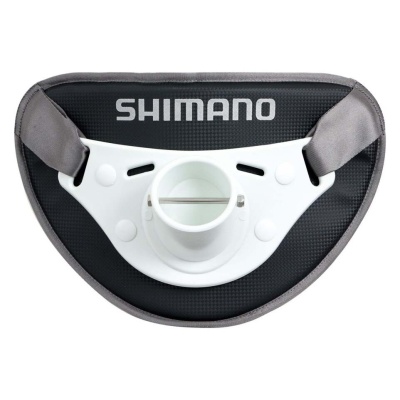 Suporte para carreto Shimano preto e cinza com montagem branca