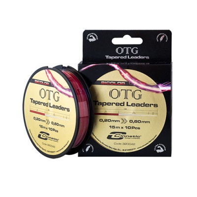 Corda de pesca OTG Tapered Leaders bicolor em embalagem preta e dourada