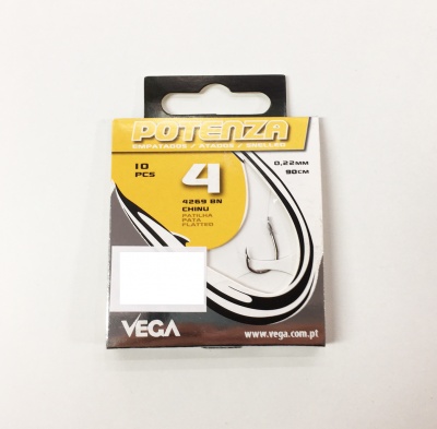 Embalagem de anzóis de pesca Potenza tamanho 4, 10 pcs, em amarelo preto e branco